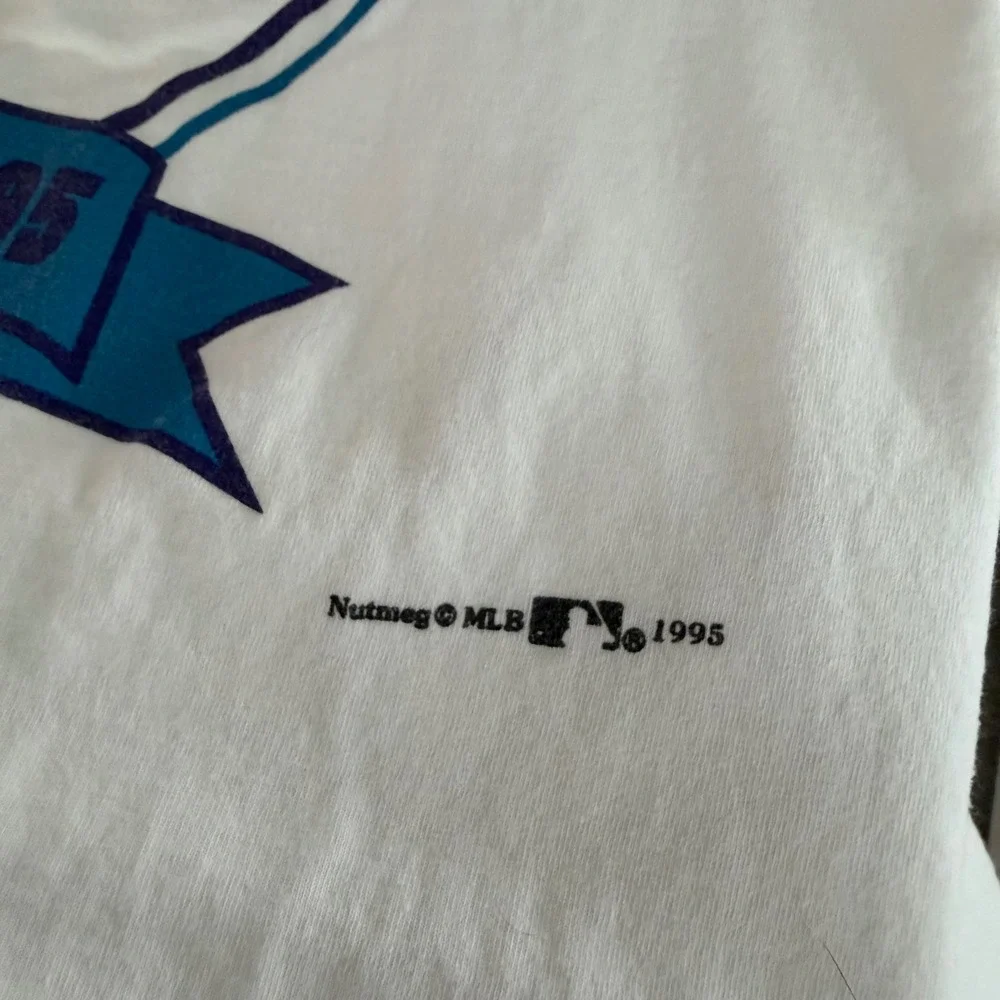 Vintage 1995 Tampa Bay Devil Rays Nutmeg T-Shirt XL‎ White MLB Single Stitch USA